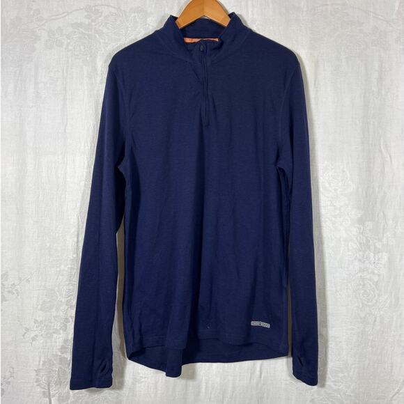 Omni-Wool XXL Navy Blue 1/4 Zip Henley Baselayer - Picture 1 of 8